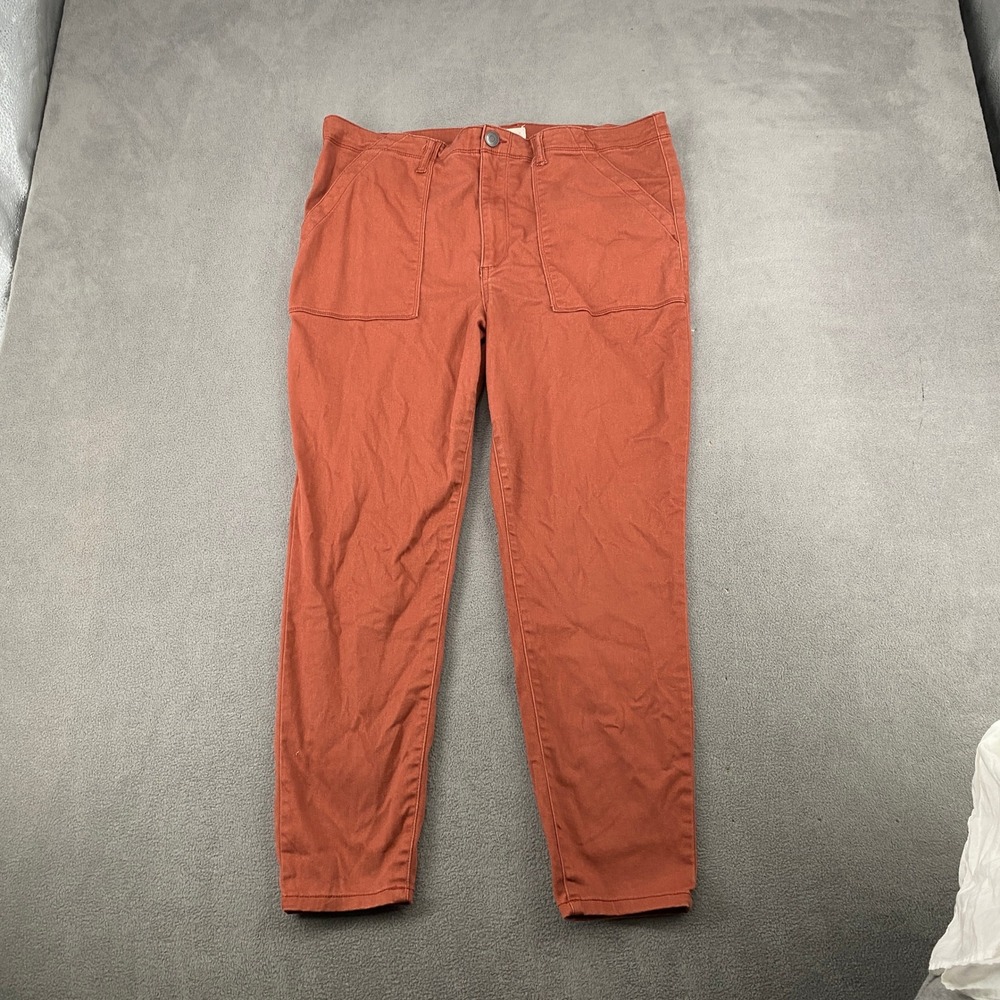 Mason & Belle Rust Orange Stretch Utility Patch Pocket Tapered Pants Size 16
